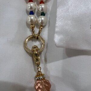 Almost New Saule Multi-Colored Pendant Necklace w/Czech Glass Beads & Dustbag